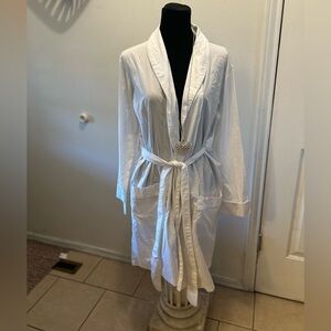 Bella iI Fiore Women Cotton Wrap Robe S/m White #1 NWT